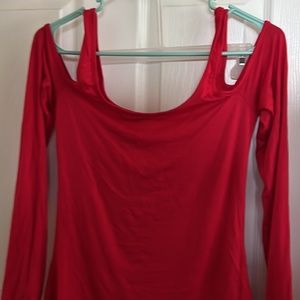 Red peekaboo shoulder